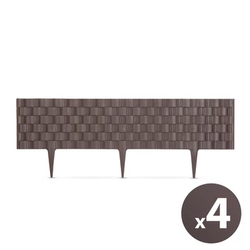 Virágágyás szegély / kerítés 60 x 22 cm - barna - 4 db / csomag