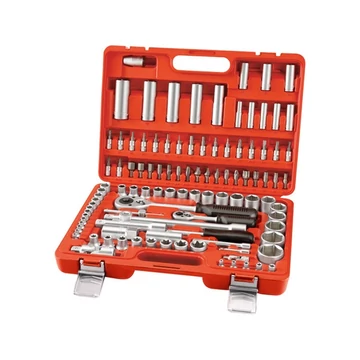 Dugókulcs klt., CV., racsnis 45fog ; 1/4" és 1/2", 108db, 4-32mm, 35db bit(lapos, kereszt,imbusz,torx), gyertyak.16-21mm