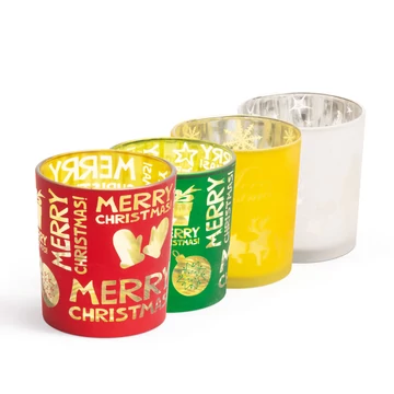 Karácsonyi üveg teamécsestartó