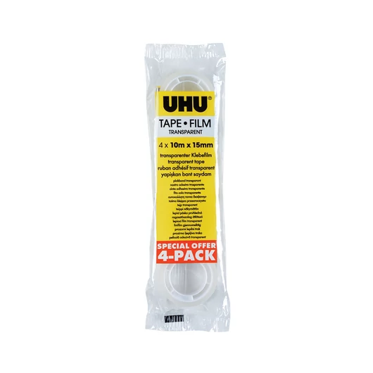 UHU átlátszó ragasztószalag - 10 m x 15 mm - 4 db / csomag