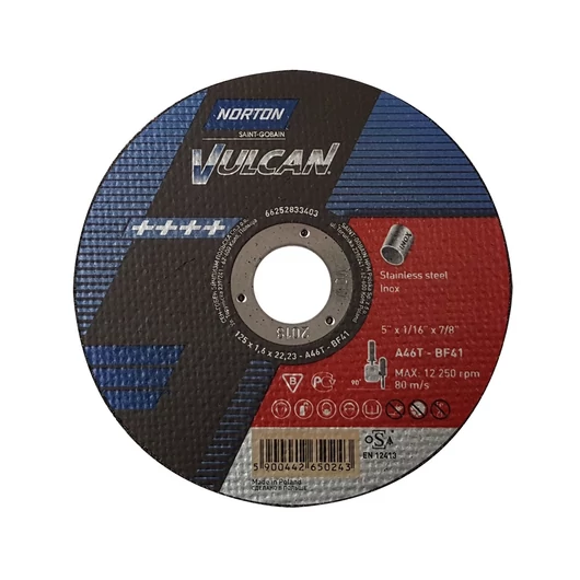 Norton vágó 125x1.6 inox A46T Vulcan