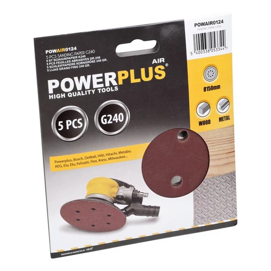 PowerPlus csiszolólap P240  5db  POWAIR0124