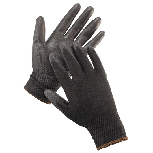 Védőkesztyű fekete mártott HS-04-003 PE / PU  7