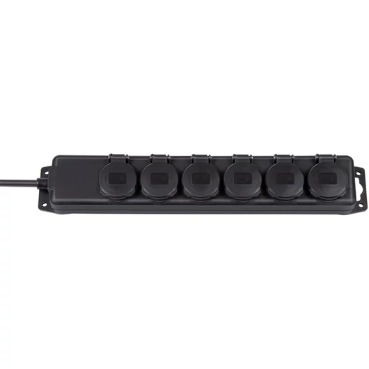 Kültéri 6-os elosztó IP44 2m fekete H07RN-F 3G1,5 (1159970)
