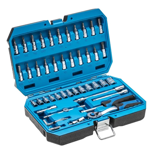 HÖGERT dugókulcs és bitkészlet  1 / 4" 46 részes 72T kofferben HT1R416