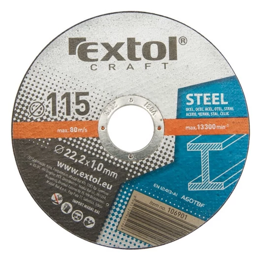 Vágókorong acélhoz; 115×1,0×22,2mm, max. 13.300 ford/perc (darabáras, de csak ötösével rendelhető)