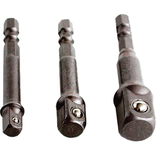Dugókulcs adapter készlet 3db-os; 1/4" - 3/8" - 1/2", befogás: 1/4" hatszög
