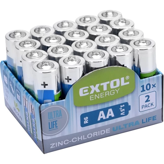 Elem klt. 20 db, cink-klorid, féltartós, 1,5V; méret: AA (LR6), 10×2db-os kínálóban