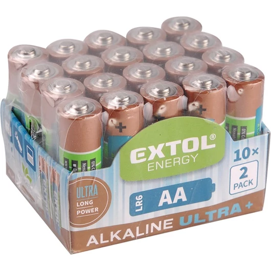 Elem klt. 20 db, alkáli, 1,5V, méret: AA (LR6); hosszú étettartam, 10×2db-os kínálóban