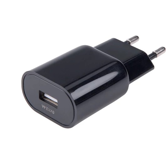 Hálózati USB töltő adapter, 2,4A / 12W, kábel nélkül