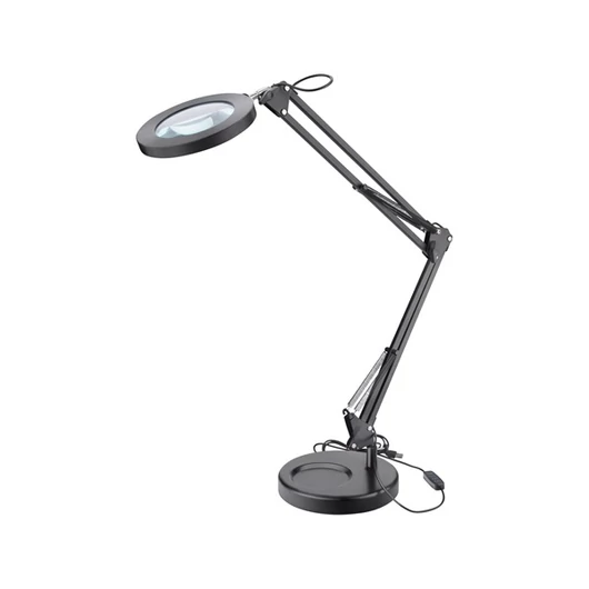 Nagyító LED lámpa, asztali, 7 W COB, 2400 Lm, 5× nagyítás; mechanikusan állítható rögzítés, USB töltőkábel