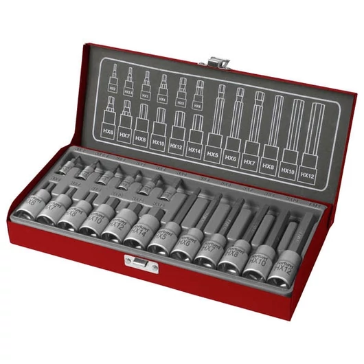 Bitdugófej klt. imbusz, 1/2", 1/4", 18db, 61CrV5; FORTUM
