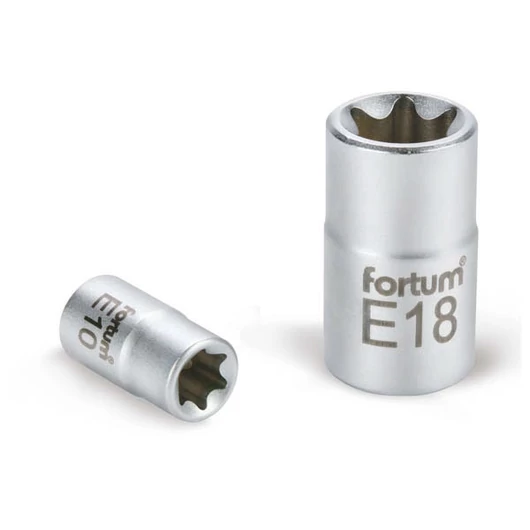 Dugófej, torx, 1/2", 61CrV5 mattkróm, 38mm hosszú; E12 FORTUM