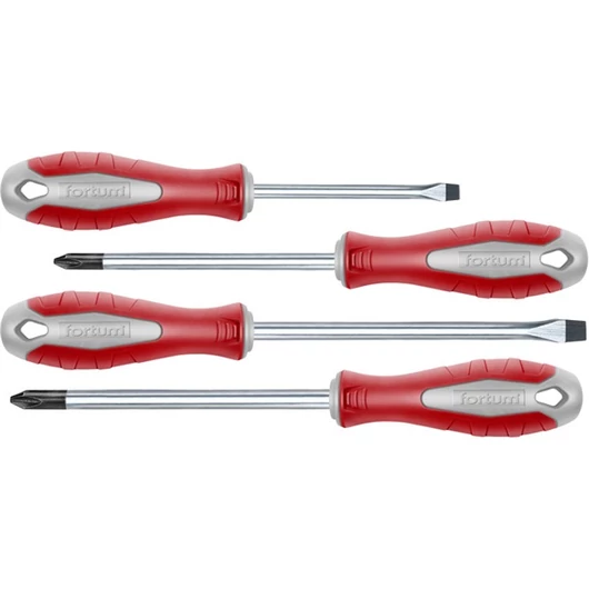Csavarhúzó klt., 4db; lapos: 4×75, 6×125mm, PZ1×100, PH2×125, CV. mágneses, papír doboz