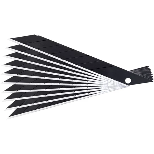 Pótpenge 10 db, fekete, tripla vágóéllel; 9×100×0,7mm, SK2 acél, HRC > 67, lézeres élezés