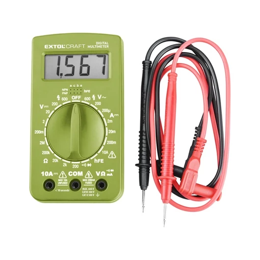 Digitális multiméter; Amper/Volt/Ohm mérő, hangjelző funkcióval, CE, 1 db 9V elem