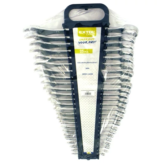 Csillag-villás kulcs klt., műanyag tartóban; W.S. ; 25db, 6-32mm