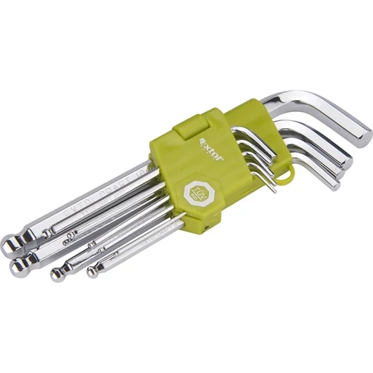 Imbuszkulcs klt., Cr40. gömbfej ;TÜV/GS, 9db, 1,5-10mm, bliszteren