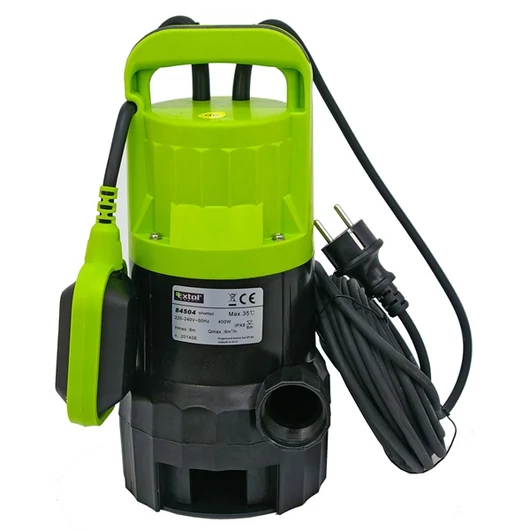 Szennyvíz búvárszivattyú, úszókapcsolóval, 400W  Extol Craft, szállító teljesítmény: 9m3/h, max. száll. 6 m