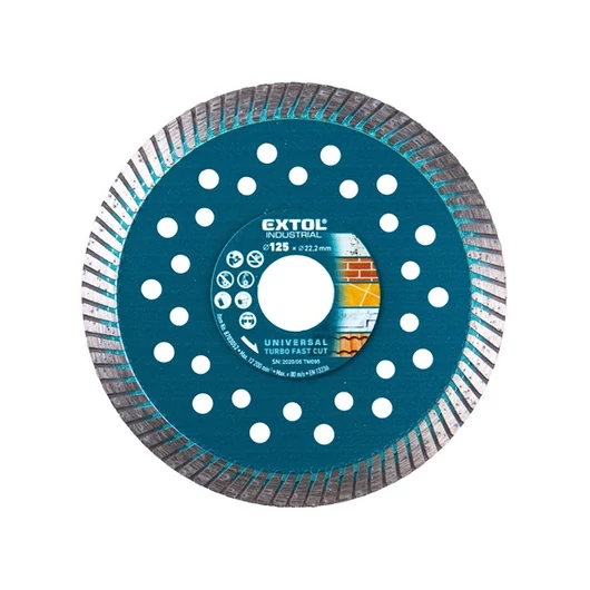 Gyémántvágó, ipari korong,TURBO,gyors vágás; 125×22,2mm, száraz és vizes vágásra