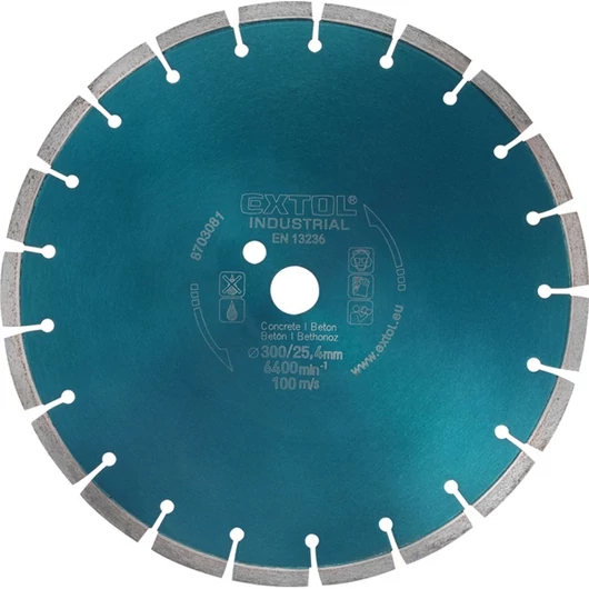 Gyémántvágó BETON-ra, ipari korong, szegmenses; 400×25,4mm, száraz és vizes vágásra