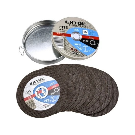 Vágókorong 10 db, acélhoz/inoxhoz, kék; 125×1×22,2mm, max 12200 ford/perc, fémdobozban
