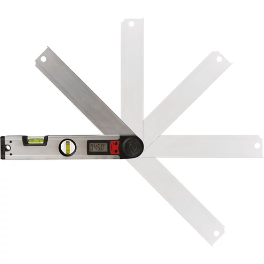Vízmérték, digitális szögmérővel,  305mm, 2 libella, ±0,5mm/1m, illetve 0-225°, ±0,3°,  LCD kijelző