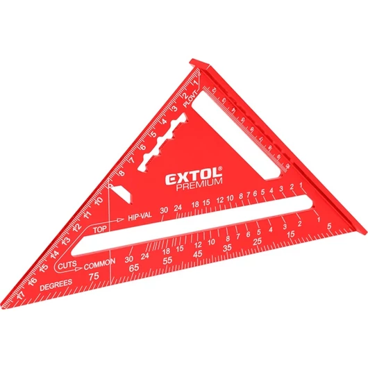 Asztalos derékszög, 180 mm, ALU, lézer gravírozott, mm beosztás, 0-90° ferde beosztás