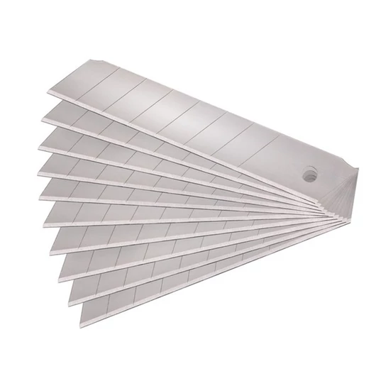 Pótpenge tapétavágó késhez, 10 db, 25×126×0,7 mm, törhető, SK4 acél, HRC >64, tripla vágóél