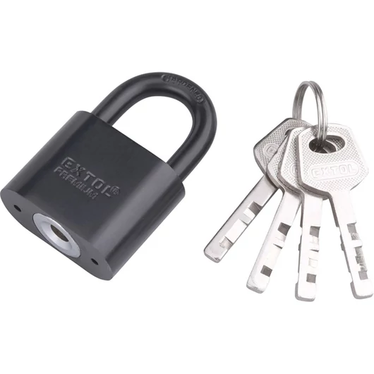 Lakat, vas, fekete, 4db kulcs; 30mm, edzett acél kengyel, szárátmérő: 5 mm