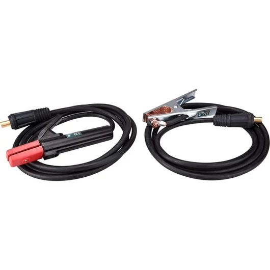 Hegesztő kábelpár, földelőkábel csipesszel + munkakábel elektródafogóval, 160A, 3m, 25mm2, csatlakozó: 10-25