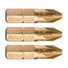 Kép 1/2 - Behajtóhegy PZ, 3 db, S2 acél, Titanium bevonat; PZ 2×25mm, bliszteren